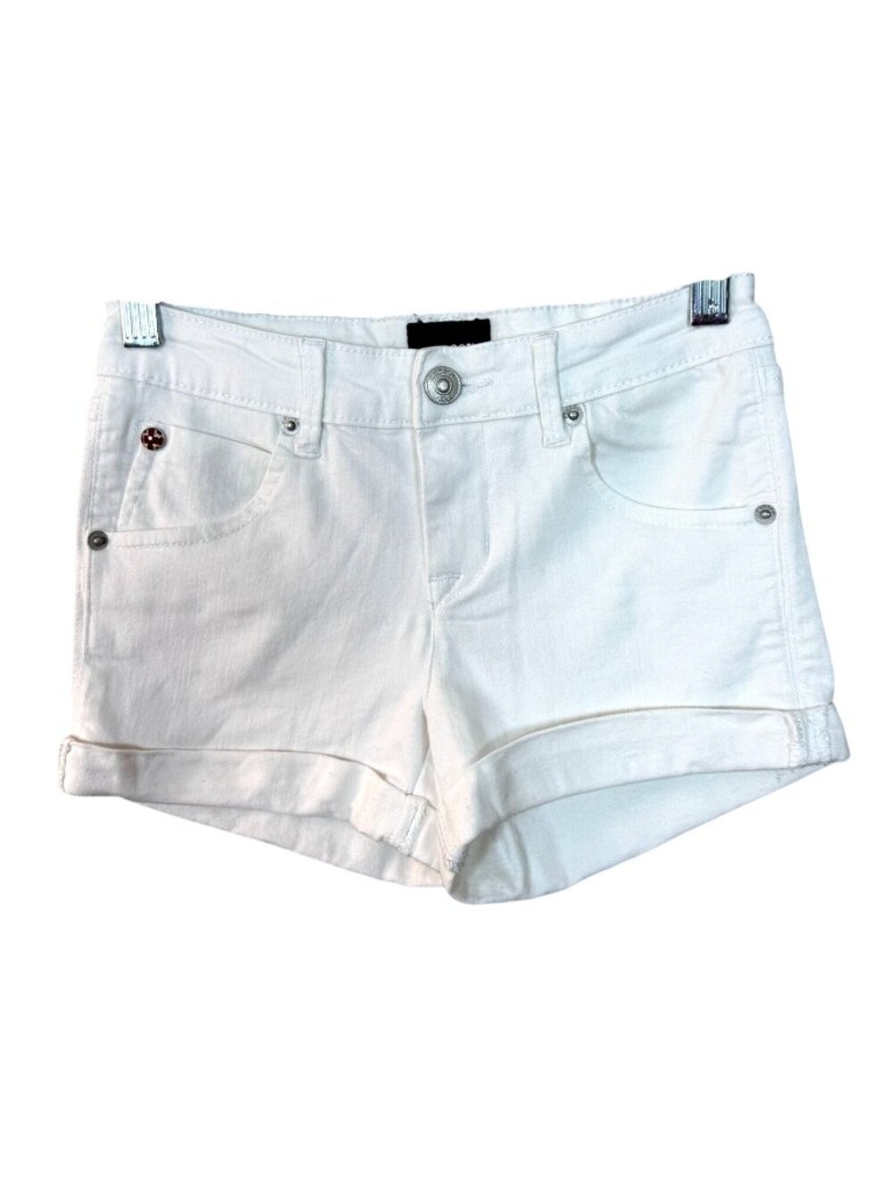 Hudson Girls White 5-pkt Rolled Cuff Cotton Denim Shorts 12